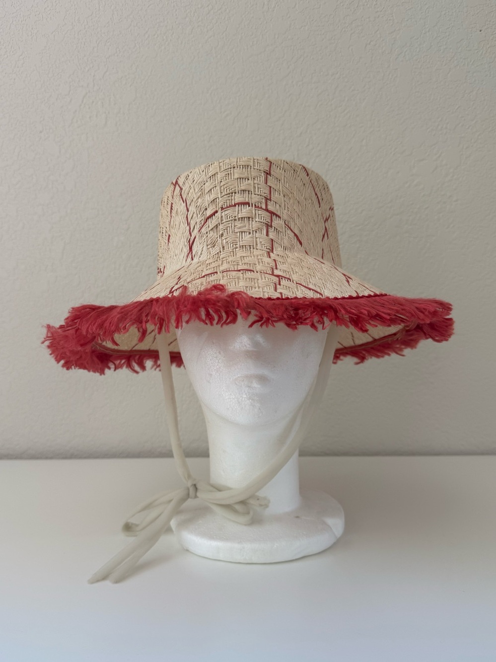 Antique woven straw summer hat
